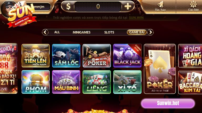 Game bài Sunwin tổng hợp nhiều trò chơi hấp dẫn
