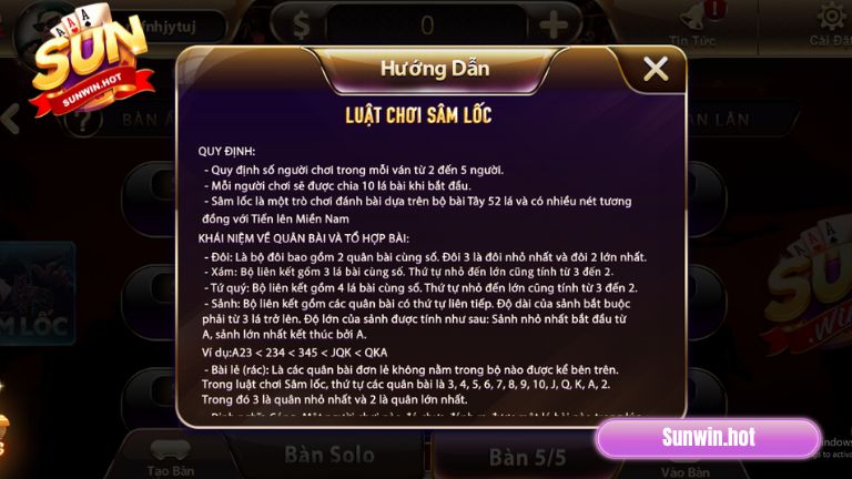 Luật chơi Sâm Lốc Sunwin dễ hiểu cho lính mới