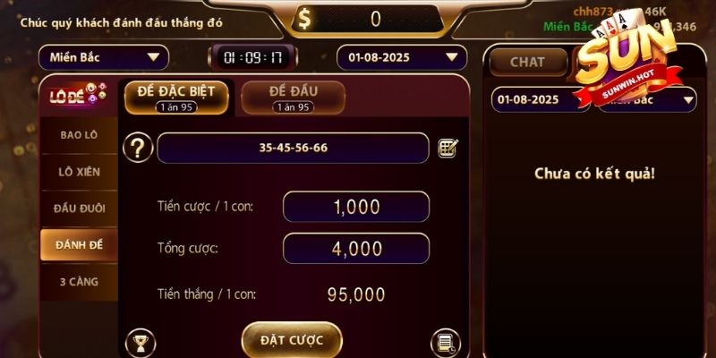 Chọn số và tiến hành đặt cược, chờ kết quả