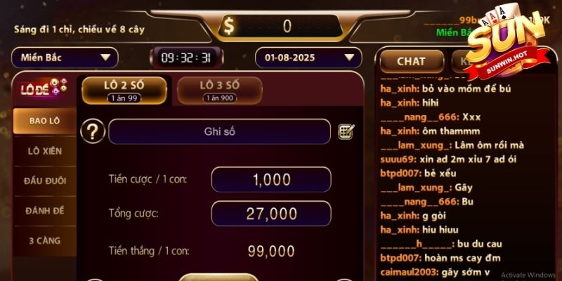 Dễ dàng chọn số và đặt cược lô đề online