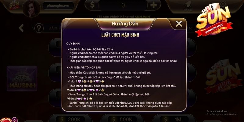 Luật chơi Mậu Binh cho người mới dễ hiểu, dễ thắng tại Sunwin